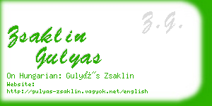 zsaklin gulyas business card